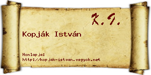 Kopják István névjegykártya